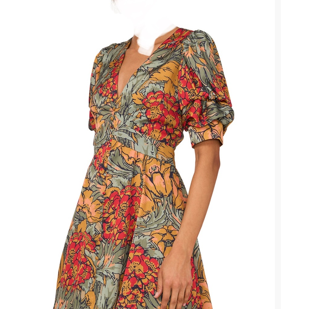 1. State Floral Puff Sleeve Midi Dress